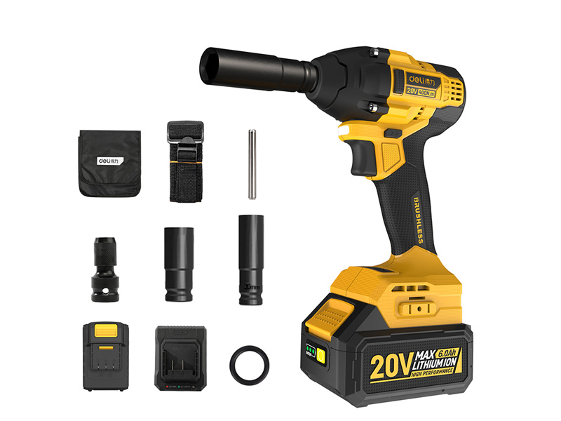 得力工具DL-CB20-W2A6无刷锂电扳手20V400N.m6Ah单电