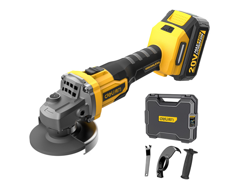 得力工具DL-JM20-W1D4无刷锂电角磨机20Vφ100_4Ah双电