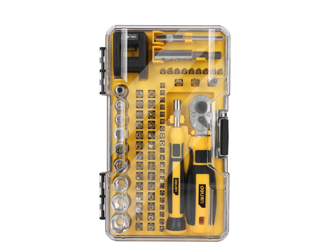 得力工具DL3575棘轮手柄精密螺丝刀75件套棘轮扳手